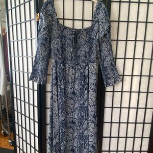 Reformation blue snakeskin print dress